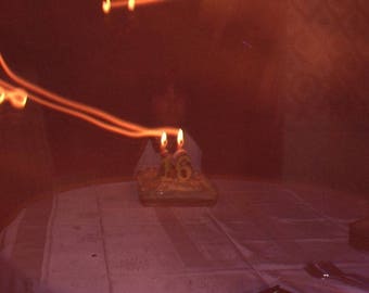 Vintage 35mm Slide photo Kodachrome Birthday Cake Abstract Flame