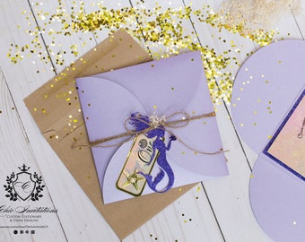 Mermaid Invitation, Birthday, Purple Mermaid, Sweet Sixteen, Quinceanera Invitation, Glitter, sea invitation, PRICE FOR DEPOSIT