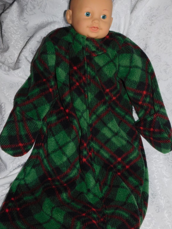 BABY SLEEP SACK with mittens plaid fleece available in