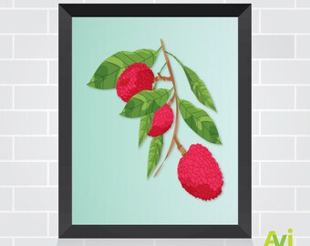Affiche de lychees. Décor d’imprimable pour bureau, maison, boutique et plus encore.