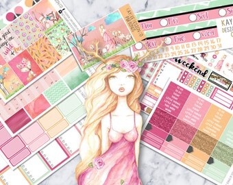 ULTIMATE Weekly Kit / Woodland Princess Tales / Planner Stickers / Watercolor / Hand Drawn / Fits Erin Condren Vertical & MAMBI/ Floral