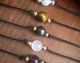 Healing Crystal Choker Necklaces! Customizable with 15 crystals to choose from!
