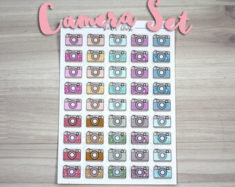 Cute Glitter Camera Planner stickers Matte or Glossy - for use with Erin condren planner vintage version - #17