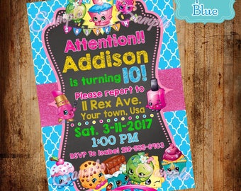 Shopkins, Shopkins Invitation, Birthday Invitations, Digital, Party Invites, Shopkins Party, Shopkin Decor, Supplies (DIGITAL FILE), Blue,