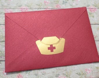 30 Nurse Hat decals, Nurse party favor bag seals, doctor birthday supplies, nurse graduation invitation seal, nurse hat envelope seals