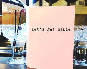 Valentine's Card, Funny Valentine's, Any Occasion, Let's Get Nakie, Love Card, Funny Greeting Cards, Greeting Cards, Chucklcards, Typewriter