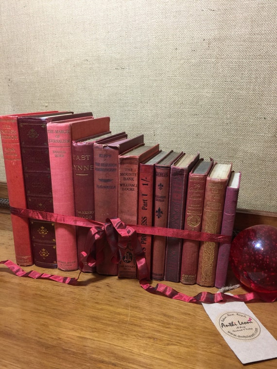 Christmas RED Vintage Book Collection - Old Books Decoration - Foot Long 11-13 Books - Shelf Staging - RED Home Decor - Custom Sourced Books