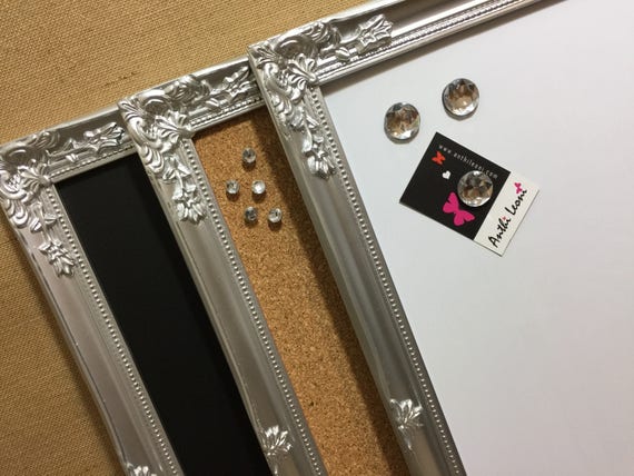 SILVER Ornate Framed Notice BOARD / Metallic Frame Message Board / Bulletin Board / Notice Board / Vision Board / Rose Gold - Copper - Gold