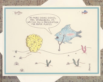 Get Well Card, Funny Get Well Card, Humor Card, Funny Fish, Doctor Card, Funny Greeting Card, Under The Sea, Cartoon Fish Card, Quirky Card
