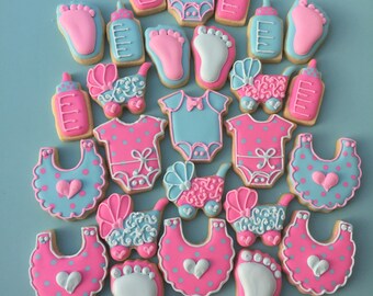Two Dozen Mini Baby Shower Sugar Cookies - Sugar Cookies - Baby Shower Cookies