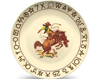 Vintage 10" Dinner Plate - Westward Ho - 'Rodeo' - ThermoSāf ® Digital Reproduction - Microwave Safe, Dishwasher Safe, No Melamine, DR08