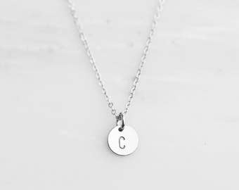 Tiny Silver Initial Necklace / Dainty Initial Layering Necklace / Personalized Layering Necklace / Bridesmaid Gift / Birthday Gift