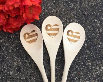 Engraved Wood Spoon Set,Patriotic, Cook off,Prize,Contest,Personalized spoon,wooden spoon,favor,event prize,engraved spoon, prize