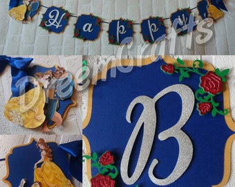 Beauty and the Beast Banner. Belle Banner. Princess Banner. Royal Blue Banner.