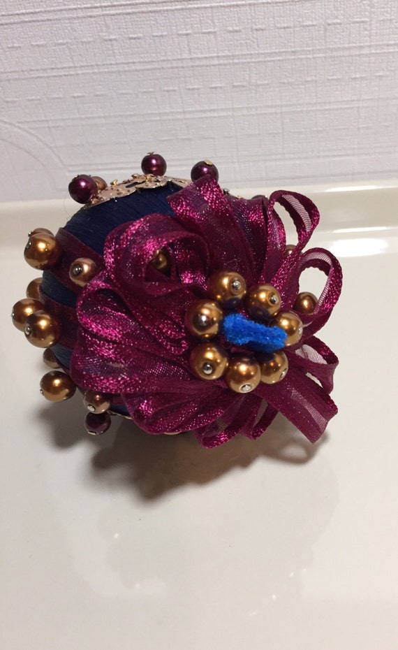 Handmade Victorian silk Christmas ornaments. Vintage silk