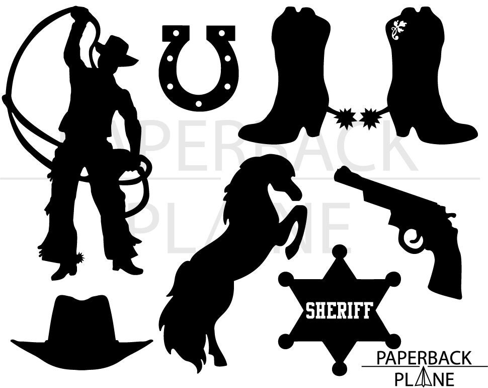 Western cowboy SVG PNG DXF Files for use with Silhouette