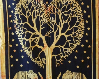 Golden Elephant Tapestry Wall Hangings Wall Decor Tapestry Print Tapestries Elephant Tapestry Boho Tapestry Hippie Tapestry Indian Tapestry