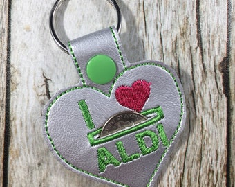 Aldi Key Fob, Aldi, Keychain, Aldi Quarter Keeper, Birthday Gift, Birthday Present, Aldi Quarter Holder, I Love Aldi, Gift for Friend