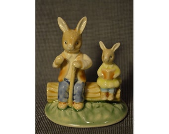 vintage miniature ceramic rabbits 7.5 cm. tall