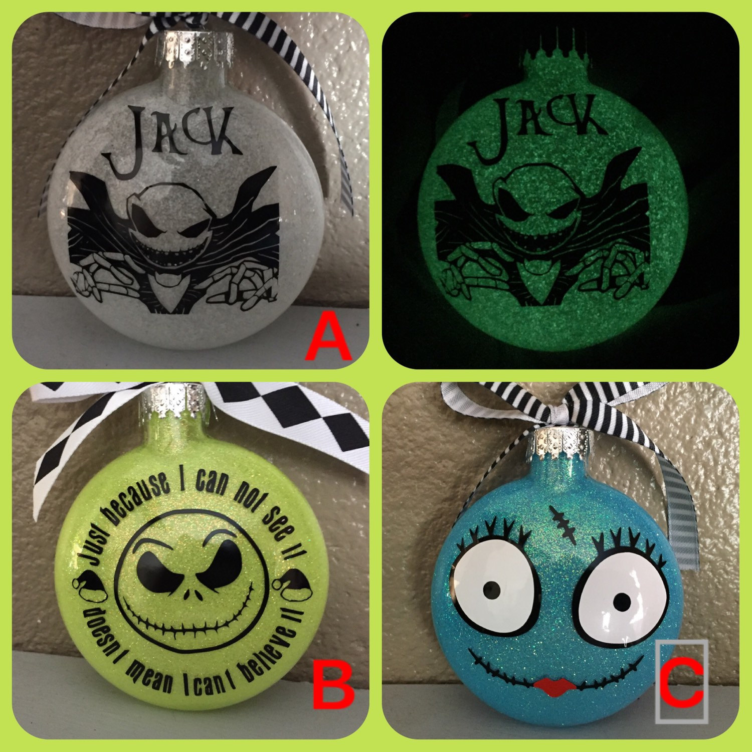 Nightmare before Christmas ornaments Jack ornaments Sally