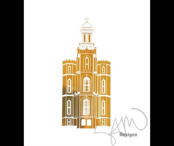Items similar to Logan Utah Temple Shiny Metallic Gold ...