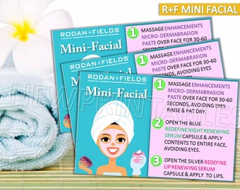 60% OFF SALE, Rodan and Fields Mini Facial Cards, Instant Download, Rodan and Fields Facial Business card size