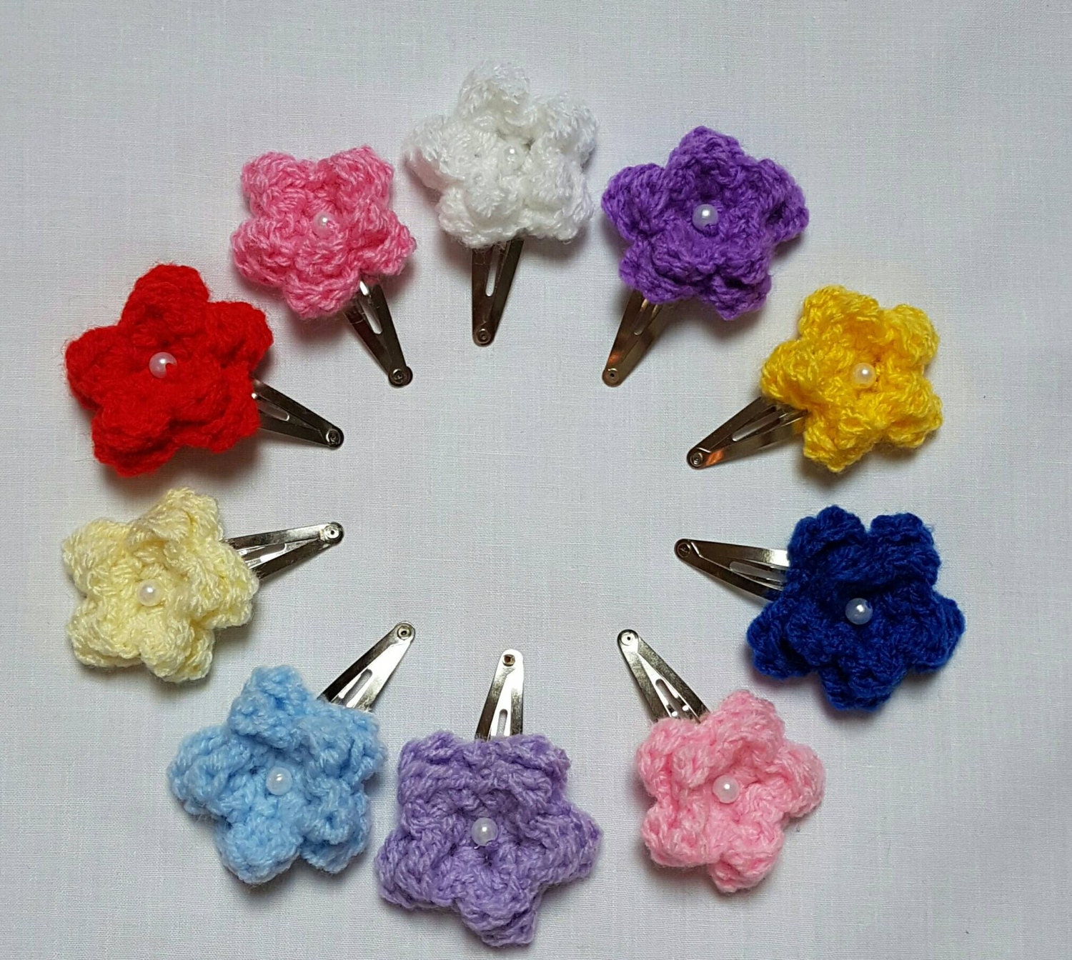 Crochet hair clips crochet flower hair clips colourful hair