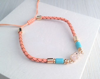Elephant Bracelet,Leather Elephant Bracelet,Tiny Elephant Bracelet,Boho Elephant Bracelet,Tibetan Bracelet,Crystal Elephant Bracelet