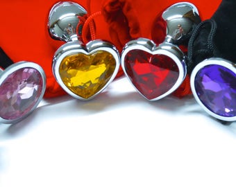 3 Pieces Heart Shape Butt Plug Stainless Steel Metal Anal Plug Dildo Sex Toys Butt Plug + BONUS Gift Bags Mature (3 Sizes All Included)