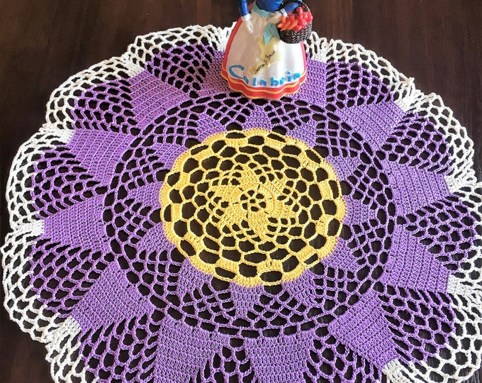 Central napkin round doily crochet table decoration openwork doily crochet decor crochet crochet gift swipe 100% cotton. Lilac napkin.