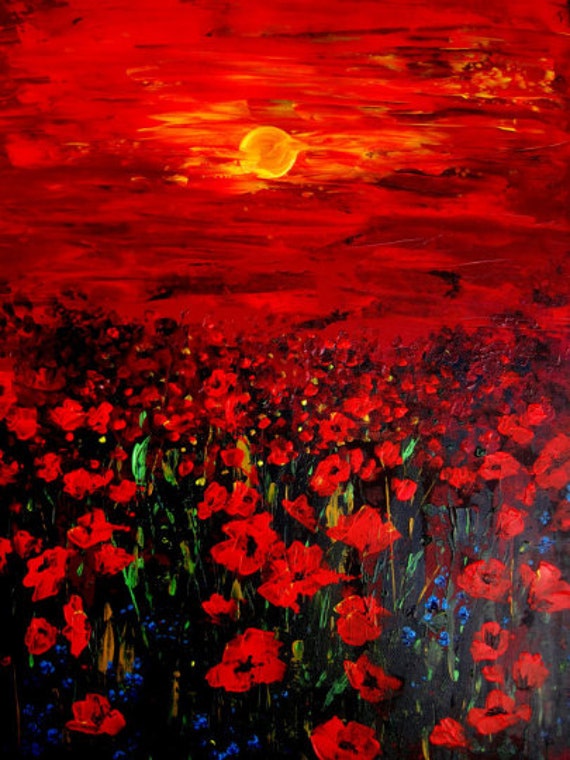 Red Poppies Painting Oil Original Poppy Fields Red Flowers