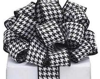 1.5" Houndstooth Wired Ribbon - 5 yards, Houndstooth Ribbon, Houndstooth Wired Ribbons, Houndstooth Ribbons, Alabama Ribbon #9725134