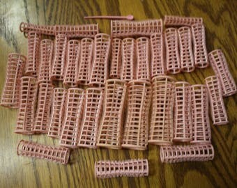 Vintage Pink Hair Curlers 1960's 1970's