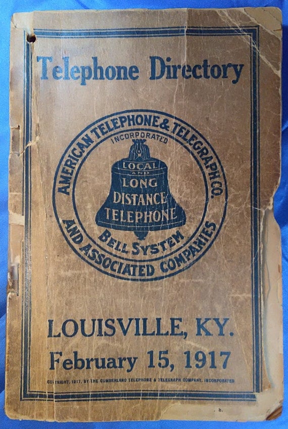 1917 LOUISVILLE Telephone Directory Old Phone Book Antique