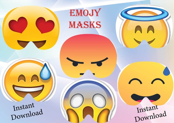 Instant Download Emoji masks Emoji Birthday Emoji party