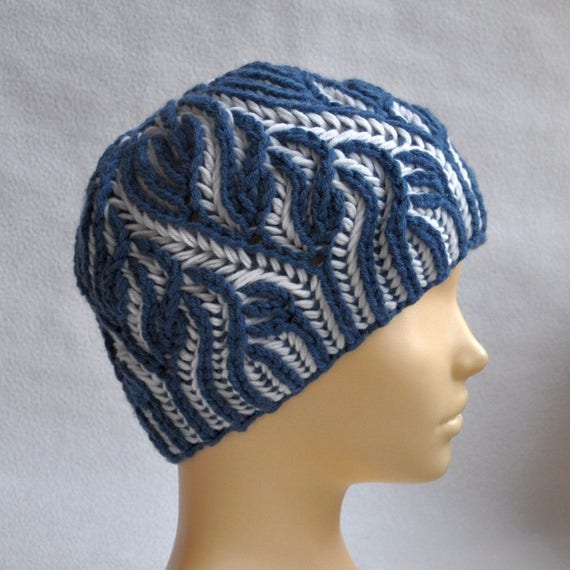 Knitting Pattern Brioche. Hat Brioche stitch. Scheme beanie in the ...