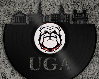 Georgia Bulldogs UGA - Athens Skyline, Georgia Bulldogs Art, Wall Art Vinyl Record, Home Decor, UGA Gift, Vinyl Wall Decal, Athens Art Decor