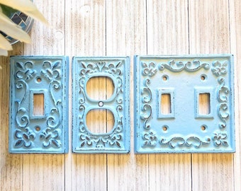 Light Switch Cover - Shabby Chic Light Switch Cover - Double Light Switch Cover - Outlet Cover - Outlet Cover Switch Plate - Nursery Decor