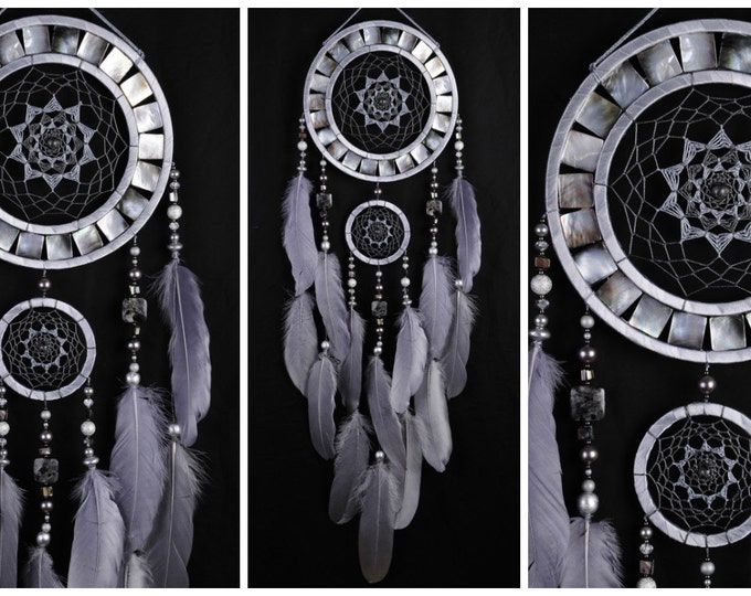 Gray Dreamcatcher mosaic nacre Dream Catcher Large Dreamcatcher Dream сatcher gift idea dreamcatcher boho dreamcatcher gift Valentine's Day