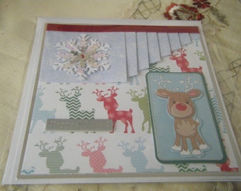 14.5x14.5 Squard Christmas Card. with Reindeer Backing paper