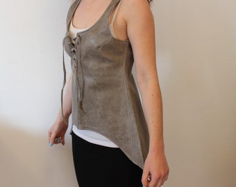 Grey Medieval leather tunic. Elvish outfit. LARP's tunic