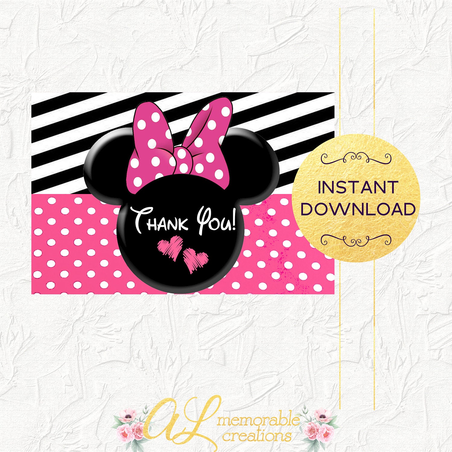 Minnie Mouse Thank You Card Thank You Card Minnie Mouse