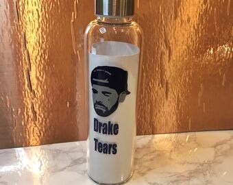 Glass water bottle for Drake's tears