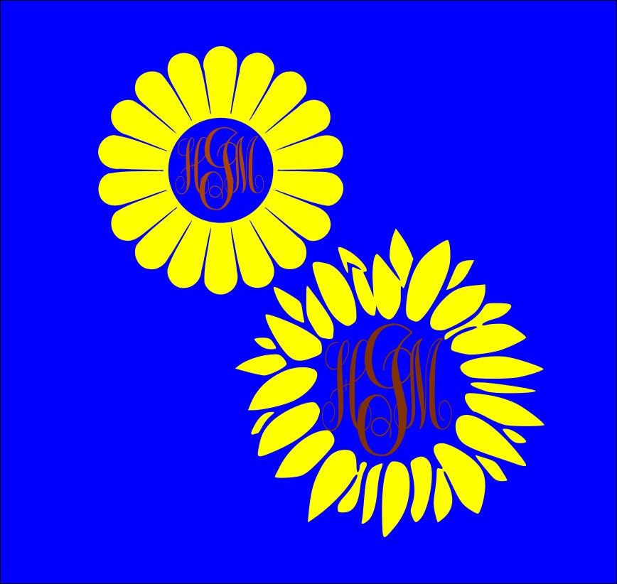 Download Sunflower, Monogram, Frame, SVG Files, PDF,dxf,png ,eps ...