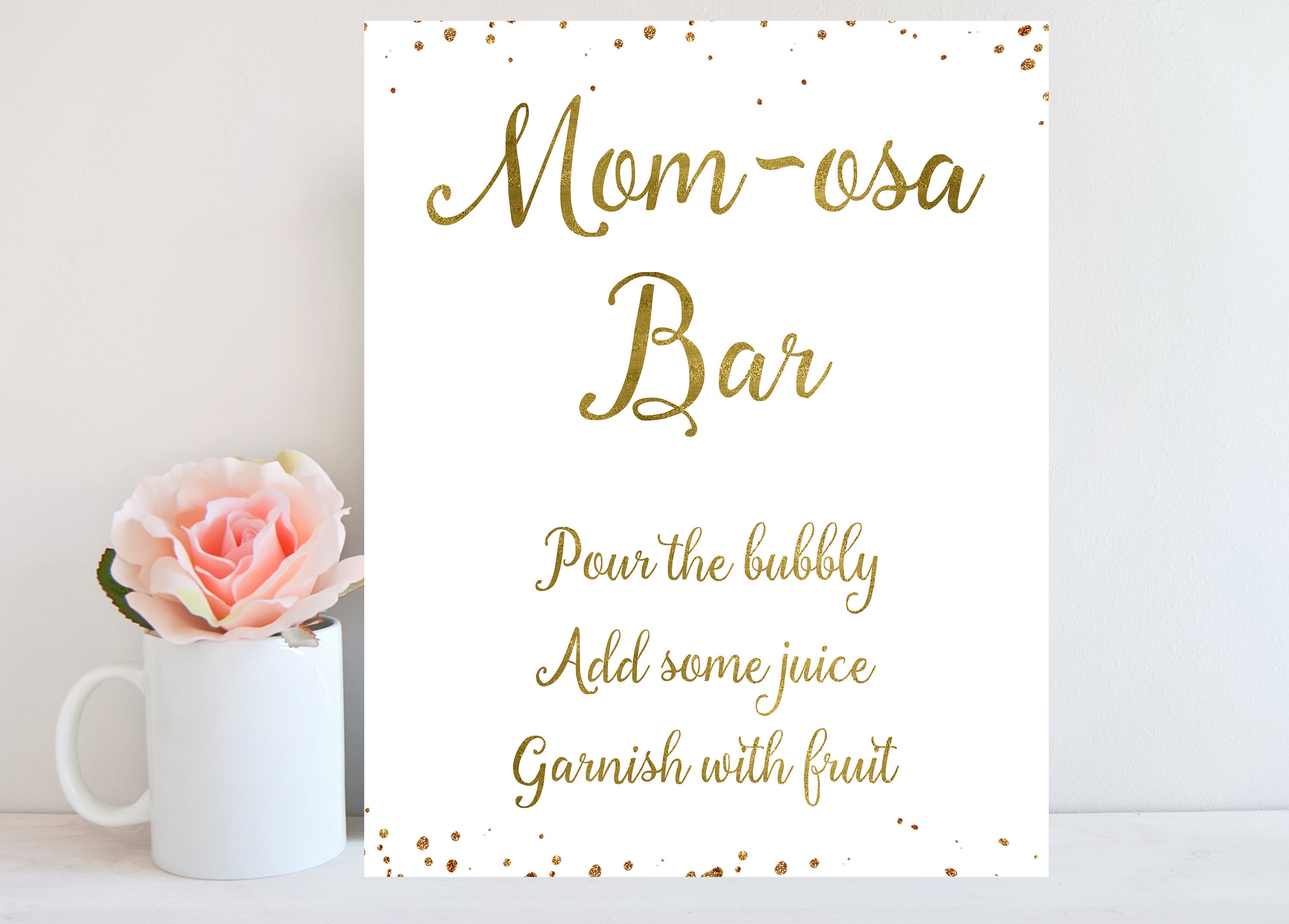 Momosa Bar Sign Printable Mom Card Baby Shower Sign Momosa