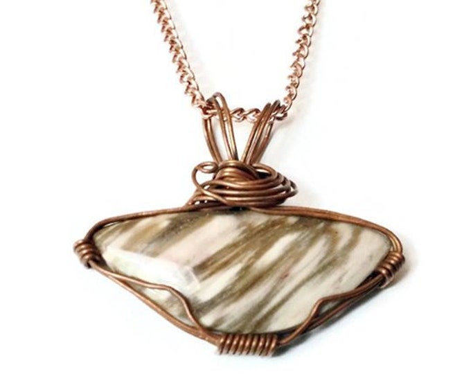 Hells Canyon Petrified Wood and Copper Necklace, Unique Birthday Gift, Copper Pendant, Gift for Her