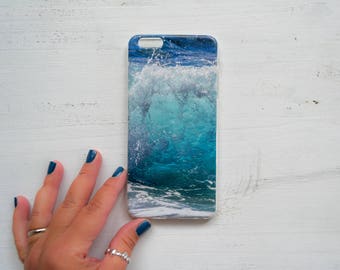 Wave iPhone 7 case Aqua Blue iPhone 6 case Sea Surfer lover Gift Soft case iPhone 5 Birthday gift for him gift for her Gift for beach lovers