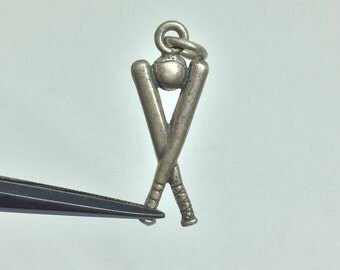 Two Baseball Bats and Ball Silver 925 Charm - FREE SHIPPING within the USA