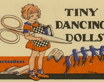 Vintage Children's Image: Girl with Scissors