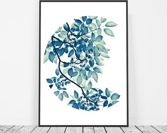 Leaf Print, Greenery, Leaf Art, Botanical Print, Plant Print, Green Nature Print, Tree Foliage Art, Green Leaves Photography, Tree Branch